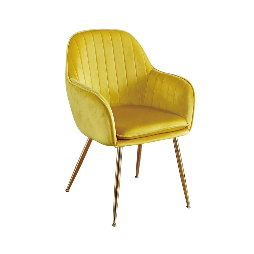 lara dining chair ochre yellow with gold legs pack of 2