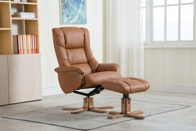 tan chair and footstool