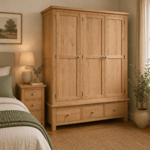 Contemporary oak - Triple wardrobe with drawers