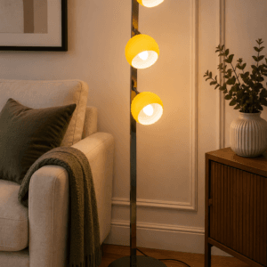 Cocoon floor lamp with yellow glass shades