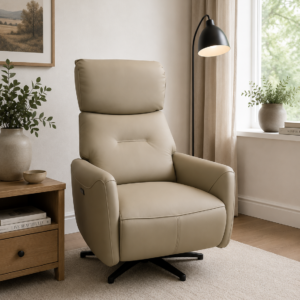 Oscar - Electric reclining swivel chair - latte leather