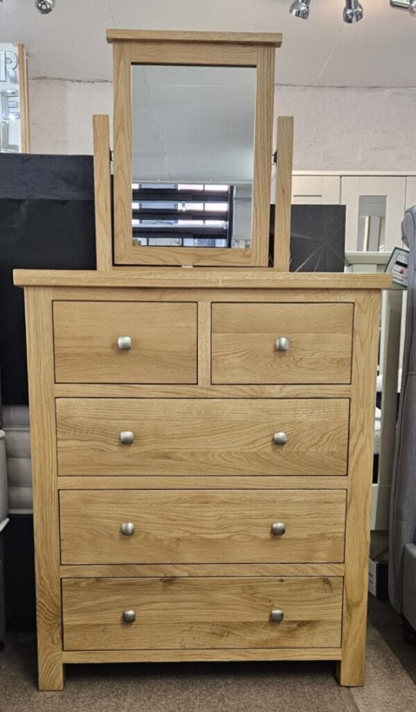 Display sale - Contemporary oak chest and mirror package