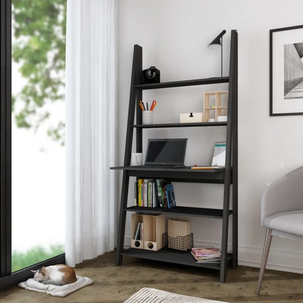Display Model Sale - Tiva Ladder Computer Desk - Oak/Black - Image 2