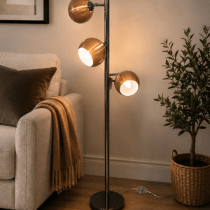 Cocoon Floor Lamp with Copper Shades