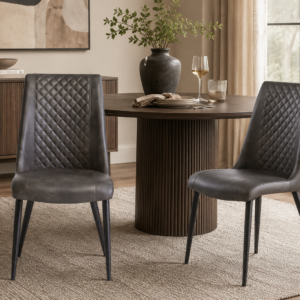 Amber dining chair-Grey faux leather